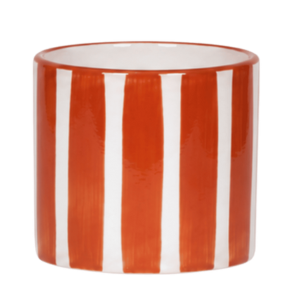 Cache-pot céramique rayé à la main - touche arty colorée
