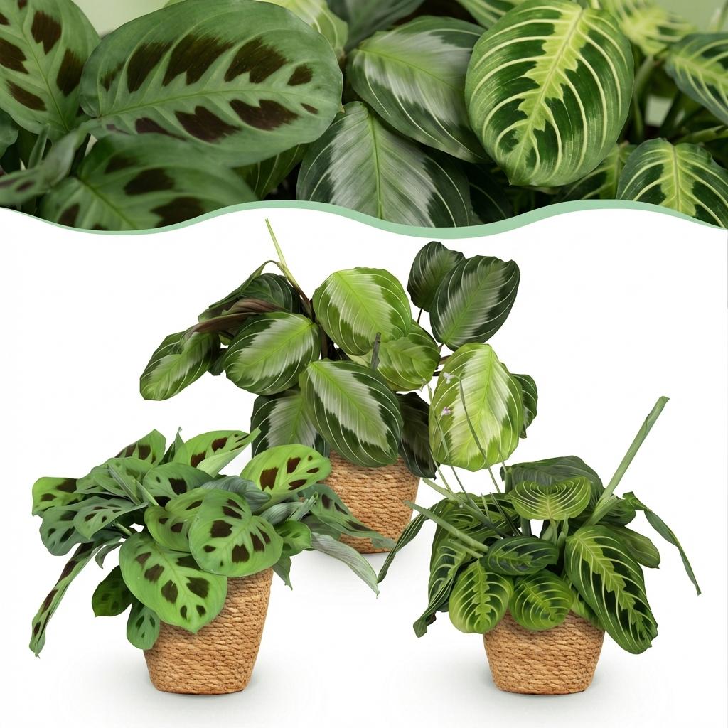 Maranta Mix Silverband Lemon Lime Kerchoveana plante d'intérieur pet-friendly en pot 12cm, feuillage graphique coloré