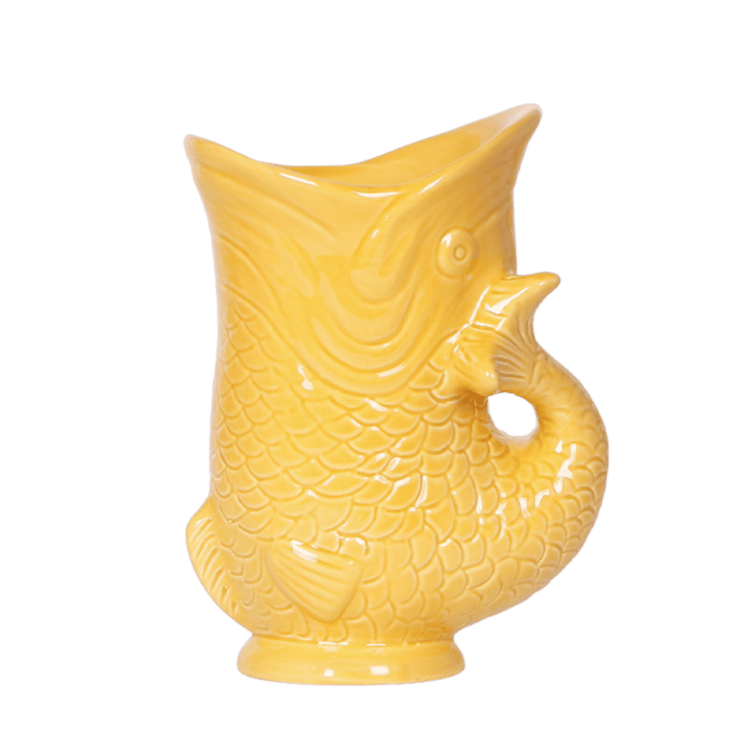 Cache-pot céramique forme poisson - touche ludique et marine - jaune orangé