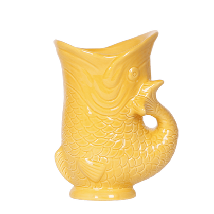 Cache-pot céramique forme poisson - touche ludique et marine - jaune orangé