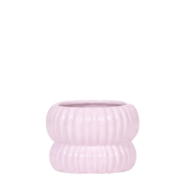 Cache-pot céramique nervuré arrondi - esprit romantique