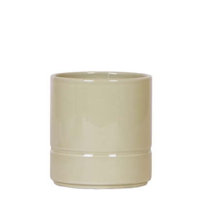Cache-pot céramique cylindrique pastel - liseré en relief - vert