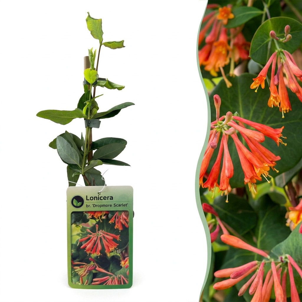 Chèvrefeuille écarlate 'Dropmore Scarlet' (Lonicera x brownii) - grimpante persistante
