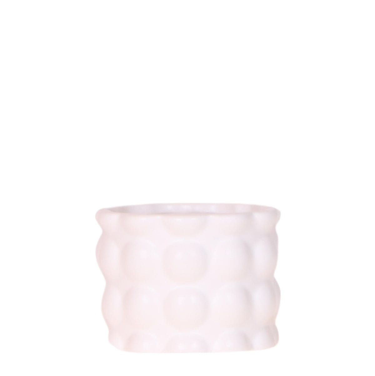 Cache-pot céramique mat texture bulles - douceur cosy - blanc