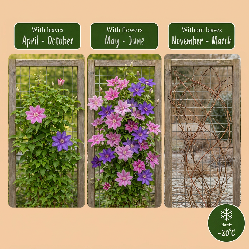 Clématite Duo Violet & Rose (Clematis) - grimpantes à grandes fleurs