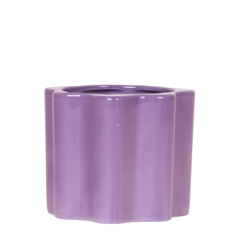 Cache-pot céramique à vagues verticales - pastel brillant et joyeux - violet