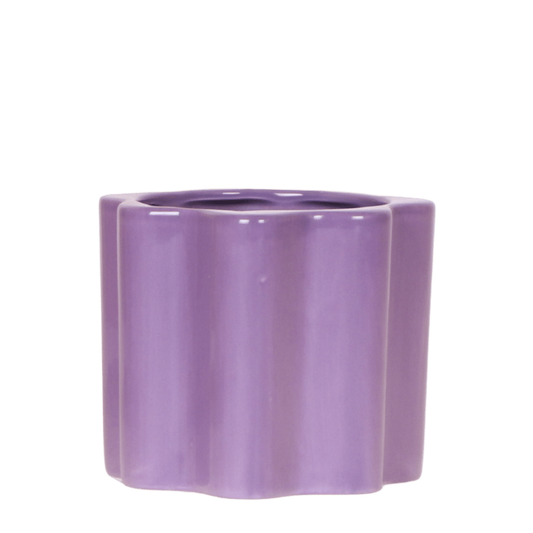 Cache-pot céramique à vagues verticales - pastel brillant et joyeux - violet