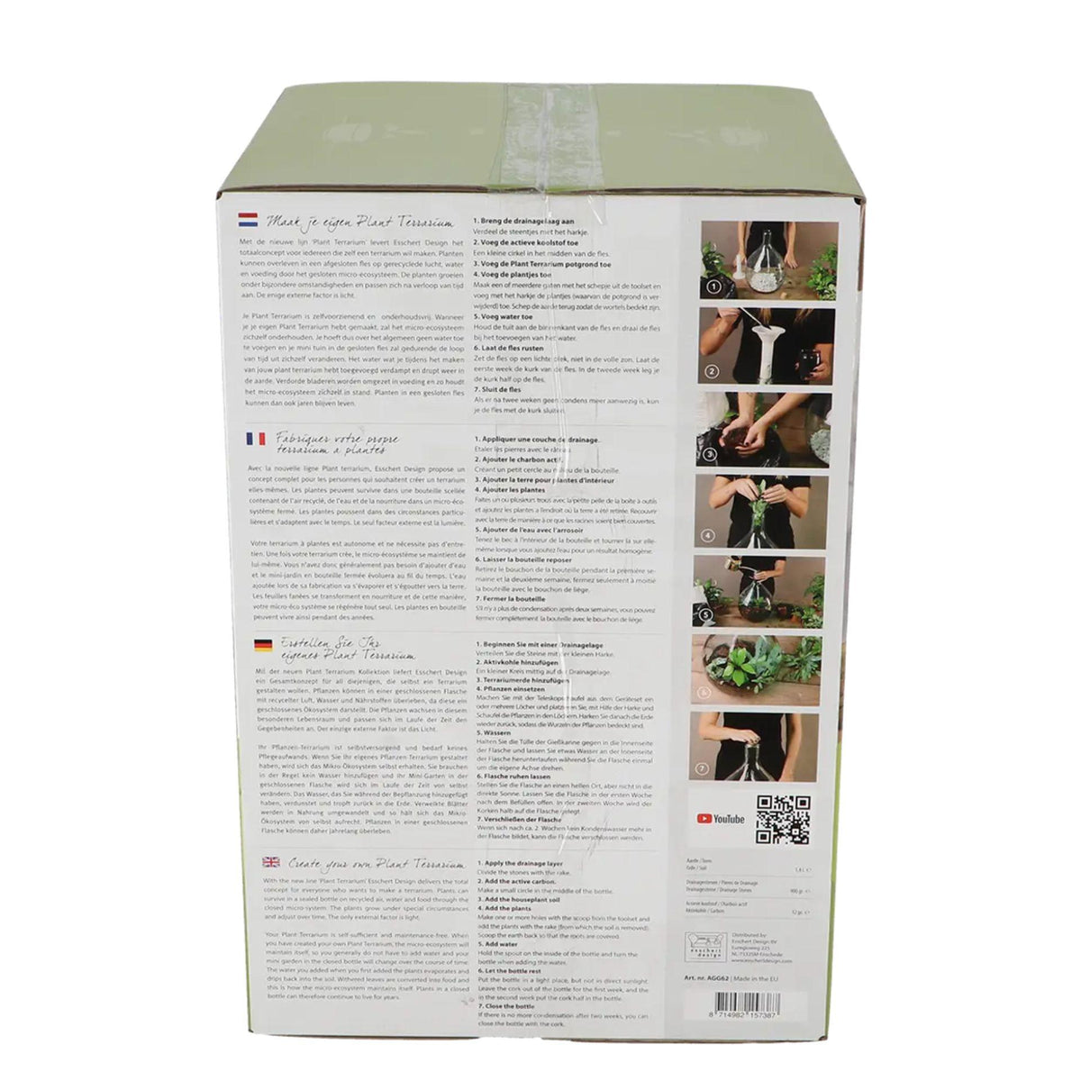 Kit terrarium DIY sans plantes en coffret cadeau : bocal 5 L à bouchon liège, substrat et outils