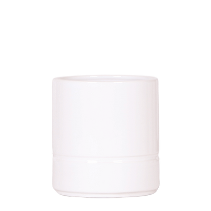 Cache-pot céramique cylindrique pastel - liseré en relief - blanc