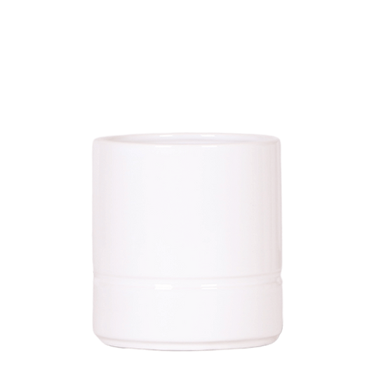 Cache-pot céramique cylindrique pastel - liseré en relief - blanc
