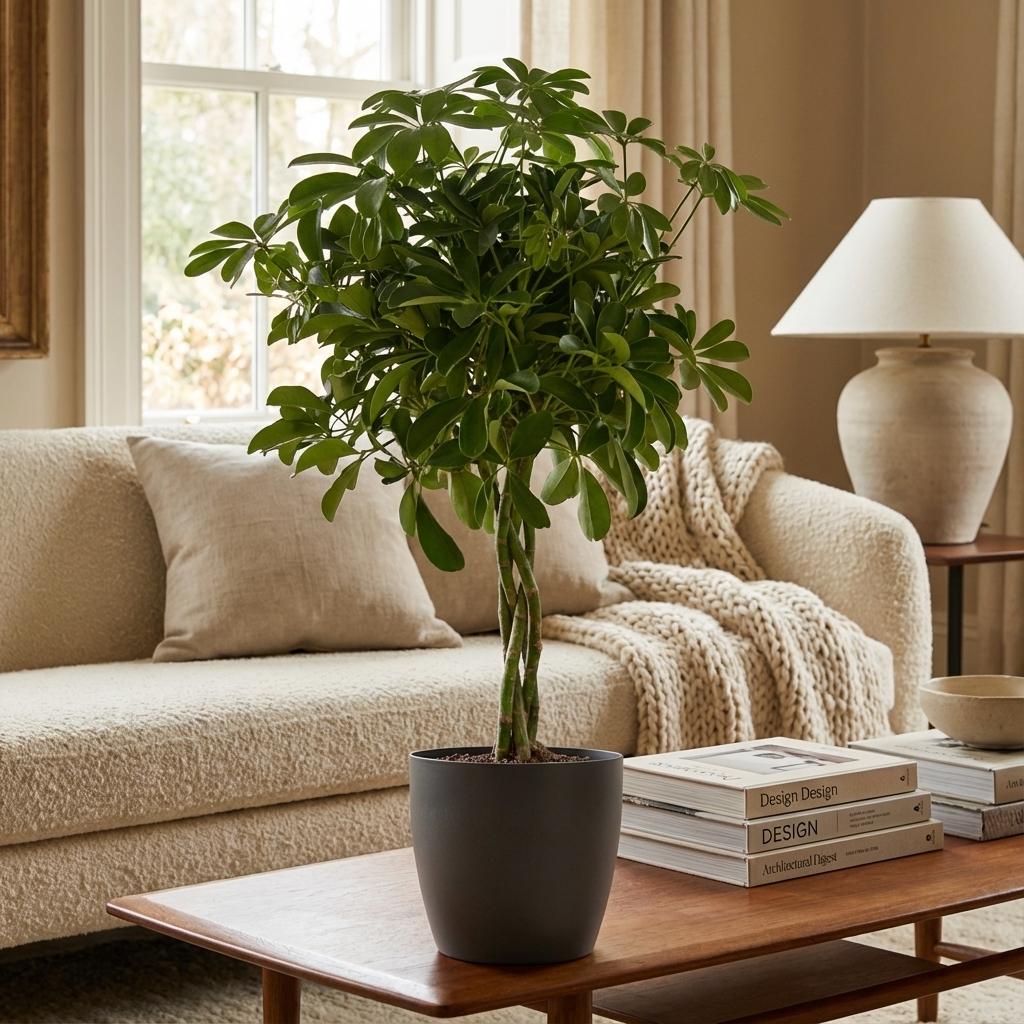 Schefflera Arabe Nora avec Potter gris - 70cm - Ø21