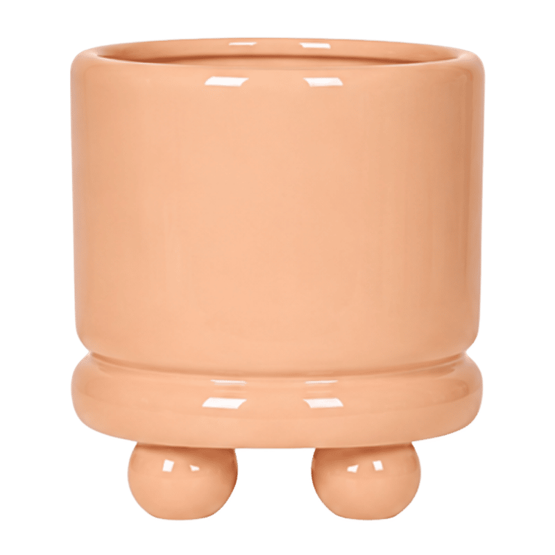 Cache-pot céramique brillant à petits pieds - orange - 12 cm
