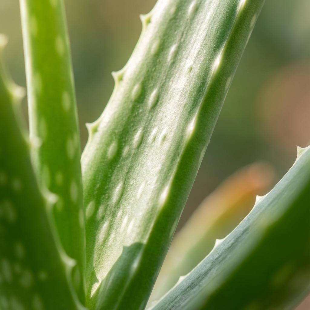 Gros plan sur les feuilles épaisses et charnues d'un Aloë Vera, d'un vert éclatant avec des dentelures sur les bords