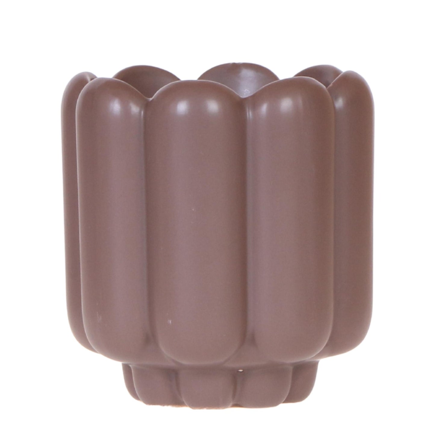 Cache-pot céramique mat - allure vintage - brun
