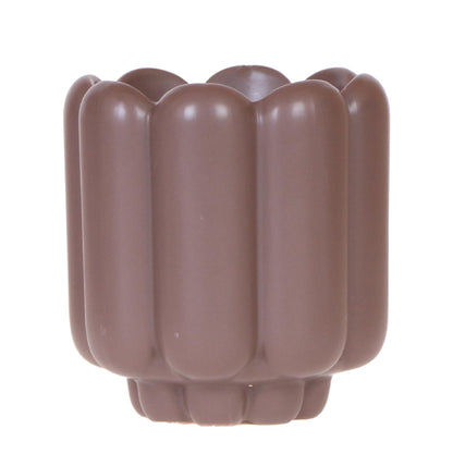 Cache-pot céramique mat - allure vintage - brun