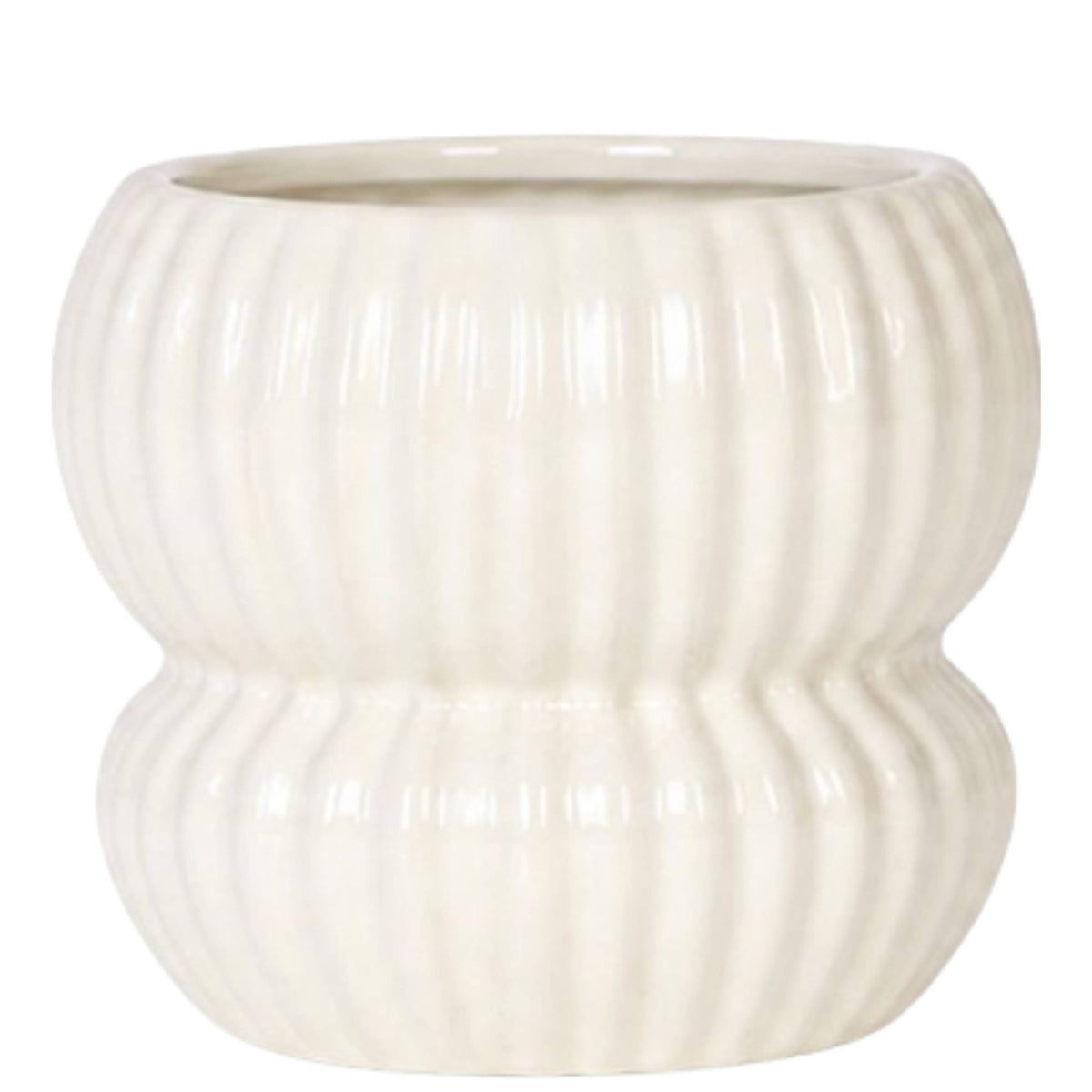 Cache-pot céramique nervuré arrondi - esprit romantique