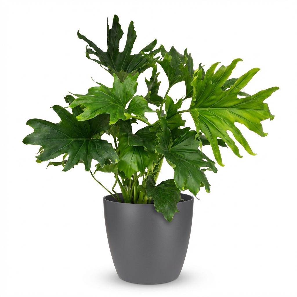 Plante d'intérieur - Philodendron - Philodendron Lickety split - Vert - Entretien facile - 1 Plante - avec Potter Gris - Pot 19cm - Hauteur 70cm