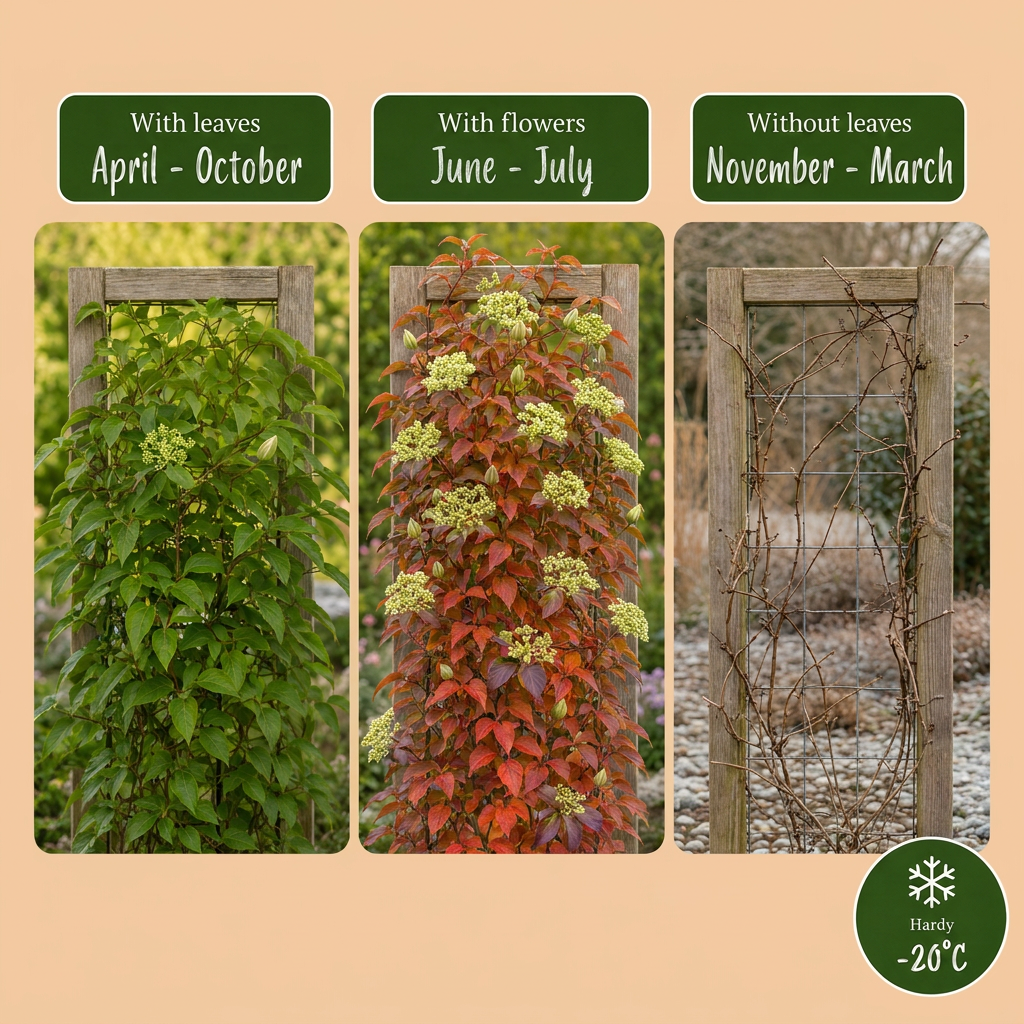 Vigne vierge de Boskoop (Parthenocissus tricuspidata) - grimpante au feuillage flamboyant