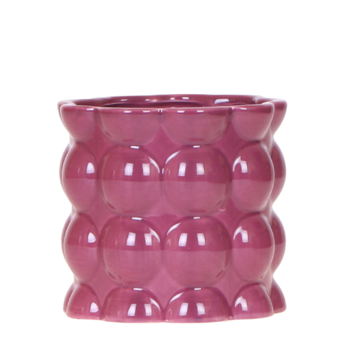 Cache-pot céramique brillant texture bulles - éclat coloré - violet