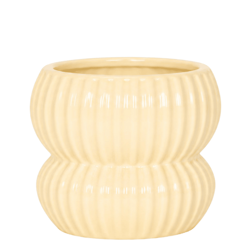 Cache-pot céramique nervuré arrondi - esprit romantique