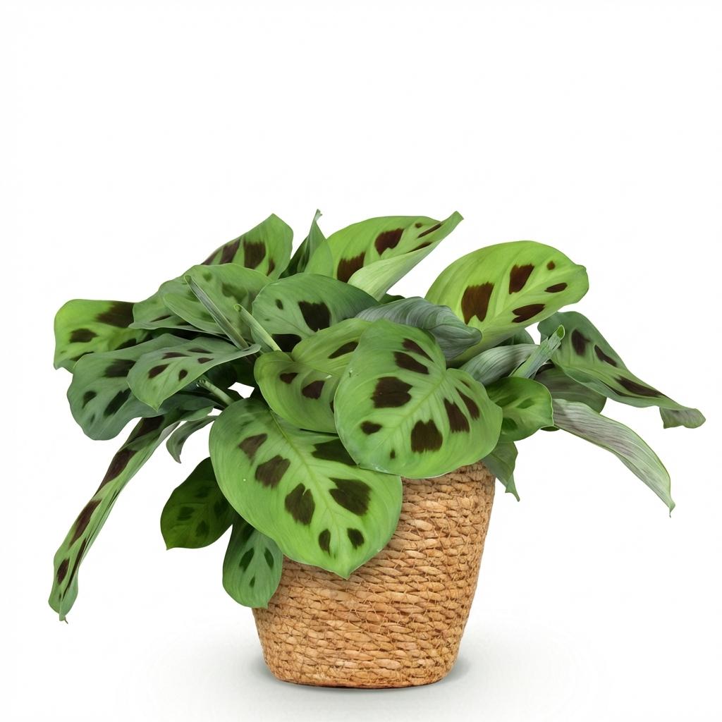 Plante d'intérieur - Maranta Fascinator Kerchoveana - Plante zèbre - Plante amicale pour les animaux - Vert - 1 Plante - avec Panier - Pot 12cm - Hauteur 25cm
