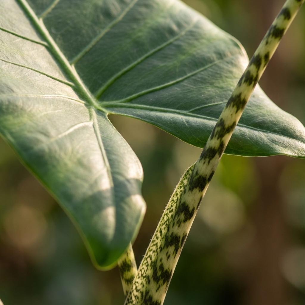 Plante d'intérieur - Alocasia Zebrina - Oreille d'éléphant - Groen - Peu d'entretien - 1 Plante - avec Panier - Pot 21 cm - Hauteur 70 - 75 cm
