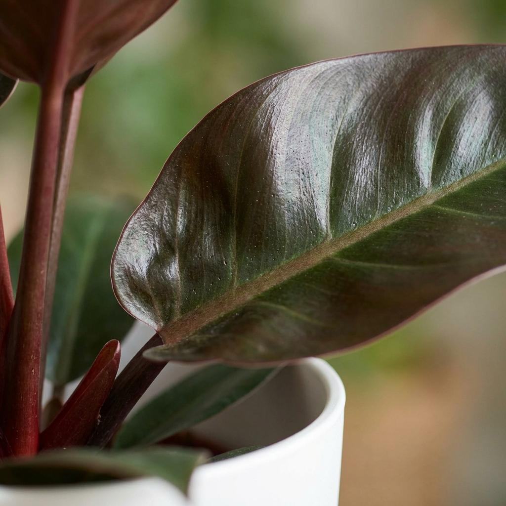 Plante d'intérieur - Philodendron - Philodendron Imperial Red - Rouge - Peu d'entretien - 1 Plante - avec Pot Blanc - Pot 19cm - Hauteur 60cm