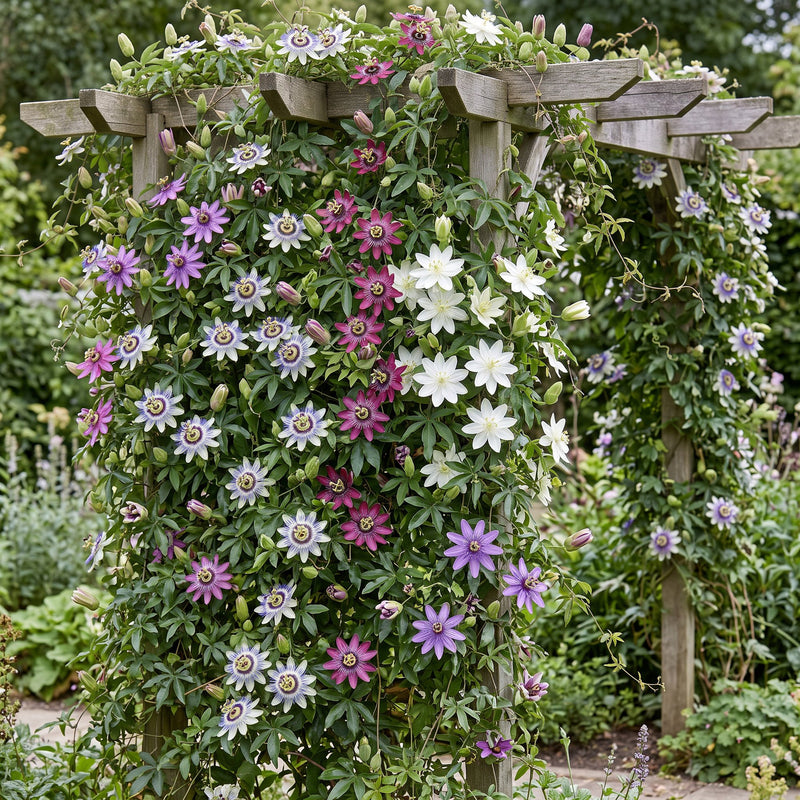 Passiflore Rainbow en mélange de couleurs (Passiflora) - grimpantes fleuries