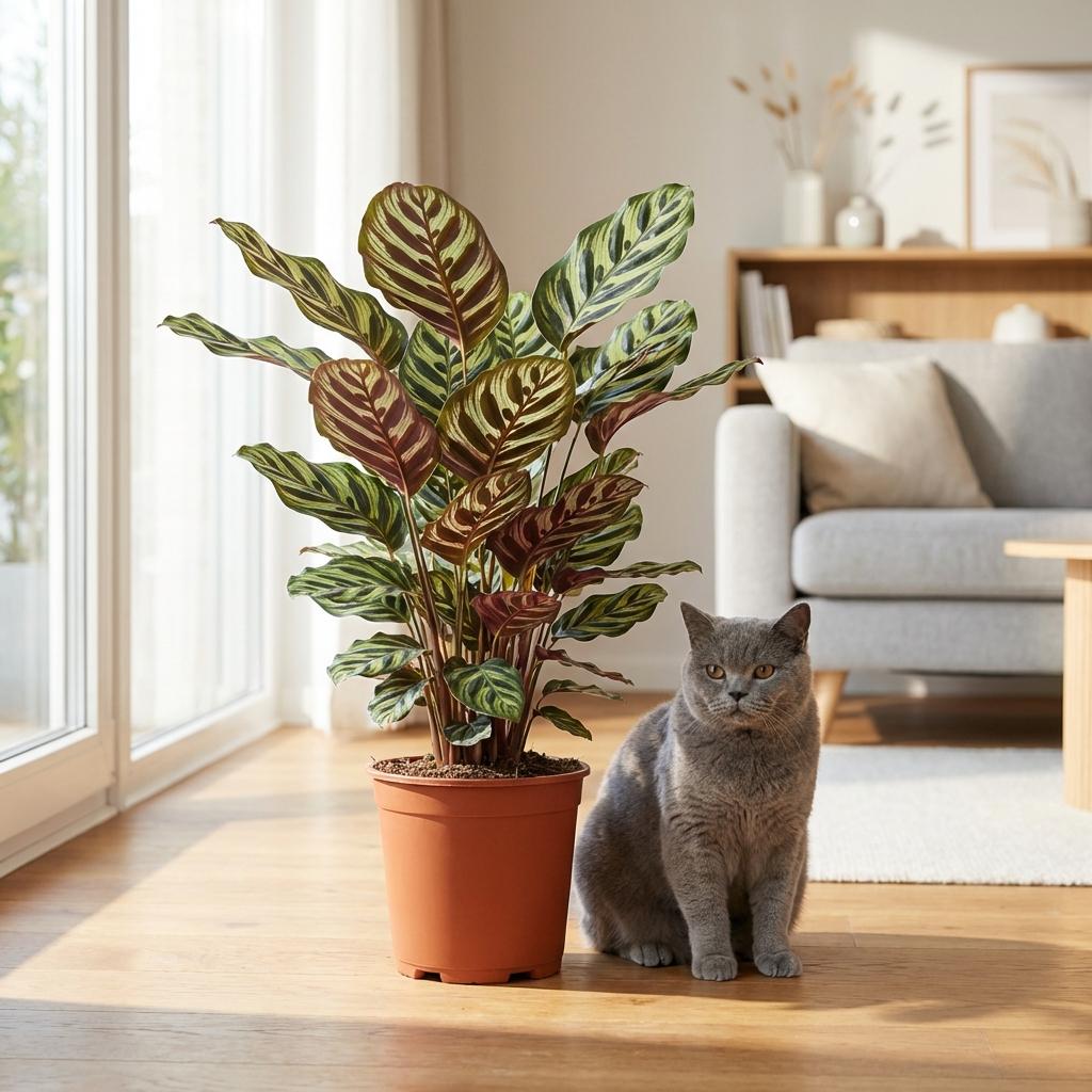 Plante d'intérieur - Plante Paon - Calathea Makoyana - Vert - Entretien facile - 1 Plante - avec Pot Blanc - Pot 19cm - Hauteur 70cm