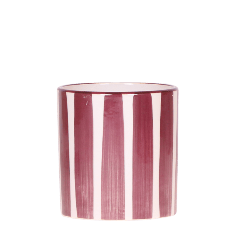 Cache-pot céramique rayé à la main - touche arty colorée