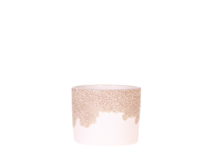 Cache-pot céramique en relief floral - courbes douces et coloris tendres - sable