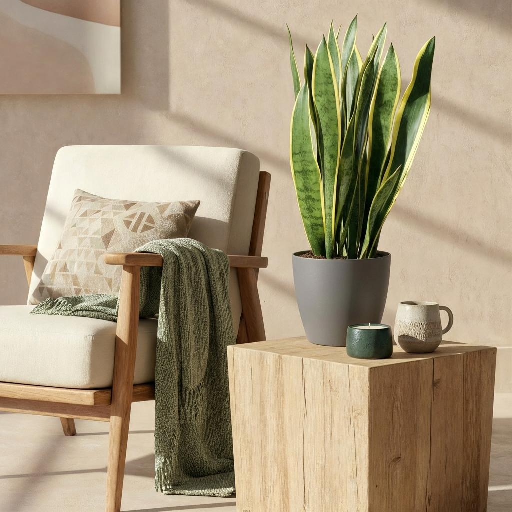 Plantes d'intérieur - Sansevieria Laurentii - Langue de belle-mère - Peu d'entretien- Vert - jaune - 1 Plante - avec Pot Gris - Pot 21cm - Hauteur 70-80cm