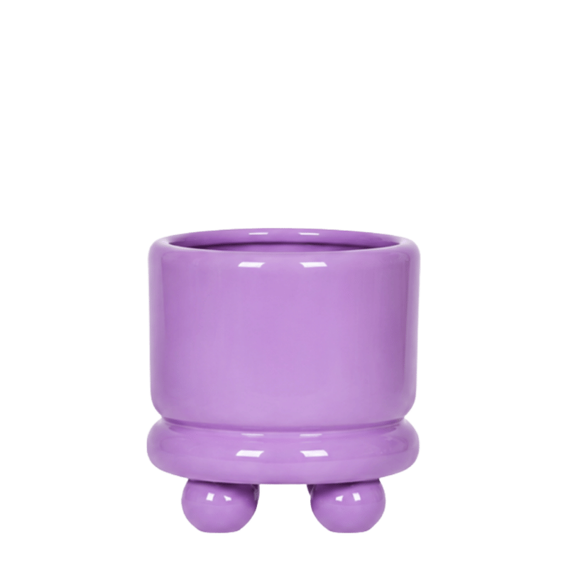 Cache-pot céramique brillant à petits pieds - violet - 6 cm