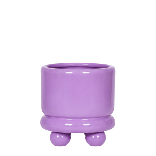 Cache-pot céramique brillant à petits pieds - violet - 6 cm