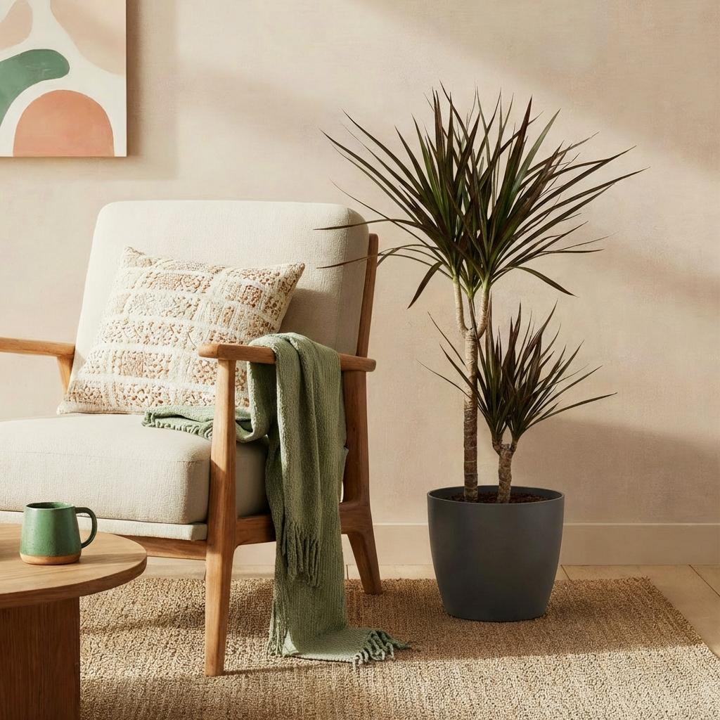 Plantes d'intérieur - Dracaena Magenta - Arbre à sang de dragon - Peu d'entretien - avec Pot Gris - Rouge - 1 Plante - avec Pot Gris - Pot 21cm - Hauteur 90-100cm