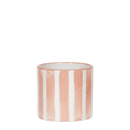 Cache-pot céramique rayé à la main - touche arty colorée