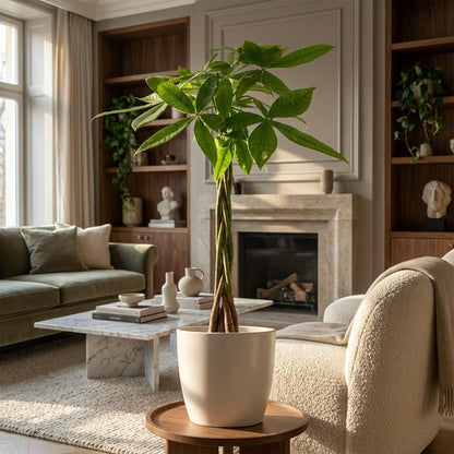 Pachira Aquatica avec Potter blanc - 80cm - Ø21