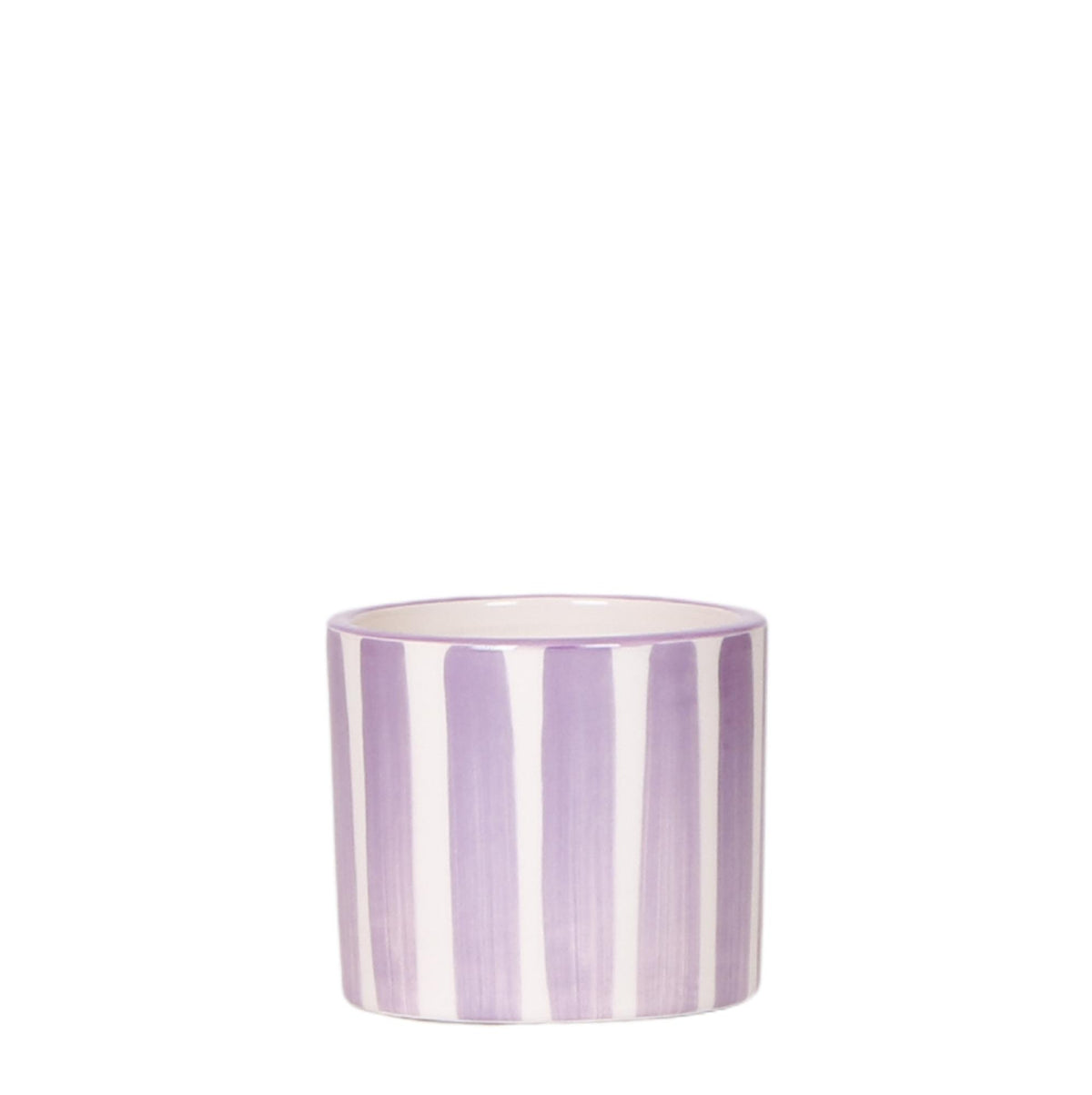 Cache-pot céramique rayé à la main - touche arty colorée - lilas