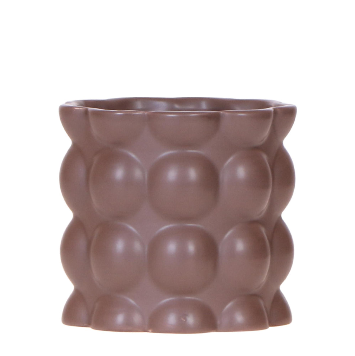 Cache-pot céramique mat texture bulles - douceur cosy - brun