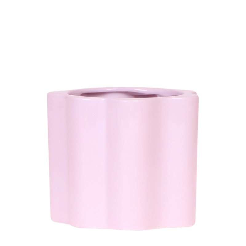 Cache-pot céramique à vagues verticales - pastel brillant et joyeux - rose