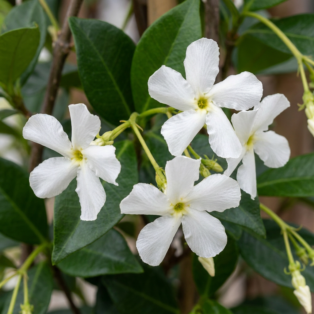 Jasmin étoilé (Trachelospermum jasminoides) - grimpante persistante parfumée