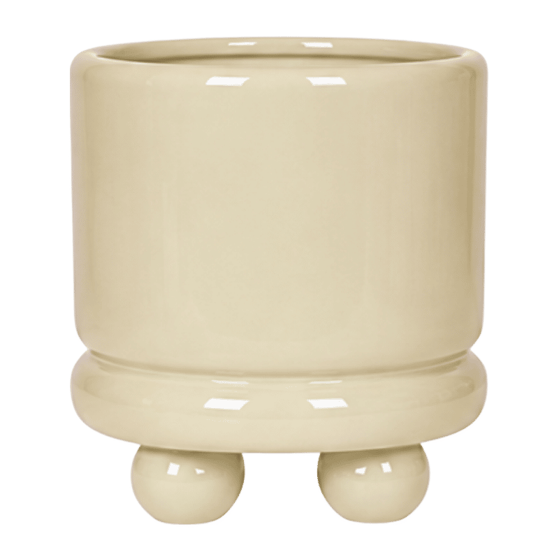 Cache-pot céramique brillant à petits pieds - vert - 12 cm