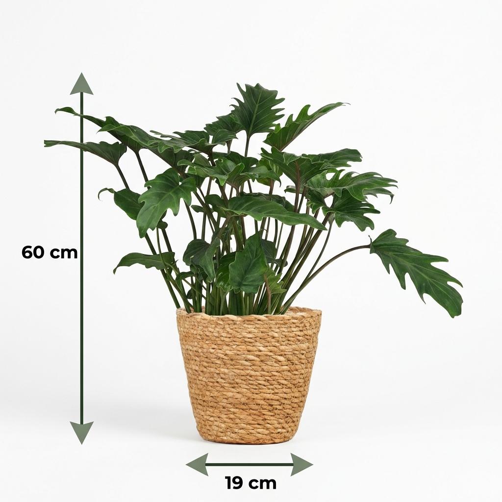 Plante d'intérieur - Philodendron - Philodendron Xanadu - Vert - Entretien facile - 1 Plante - avec Panier - Pot 19cm - Hauteur 60cm