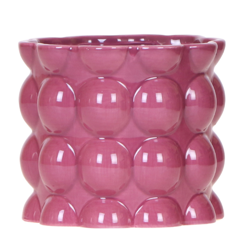 Cache-pot céramique brillant texture bulles - éclat coloré - violet