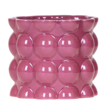 Cache-pot céramique brillant texture bulles - éclat coloré - violet