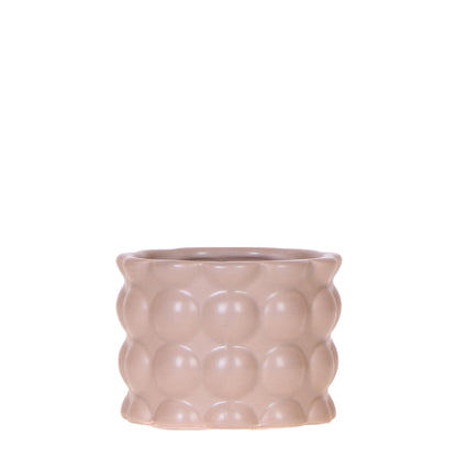 Cache-pot céramique mat texture bulles - douceur cosy - sable