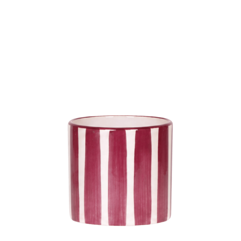 Cache-pot céramique rayé à la main - touche arty colorée