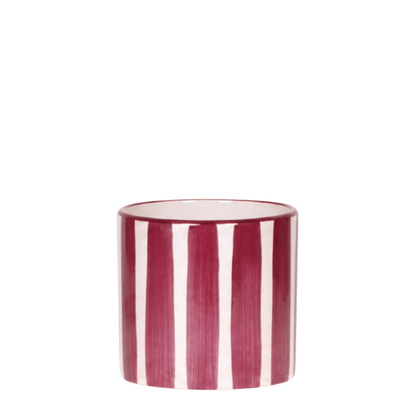 Cache-pot céramique rayé à la main - touche arty colorée