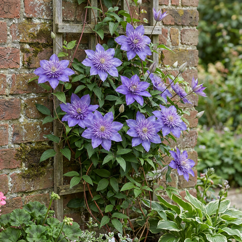 Clématite 'Multi Blue' (Clematis) - grimpante à grandes fleurs bleues