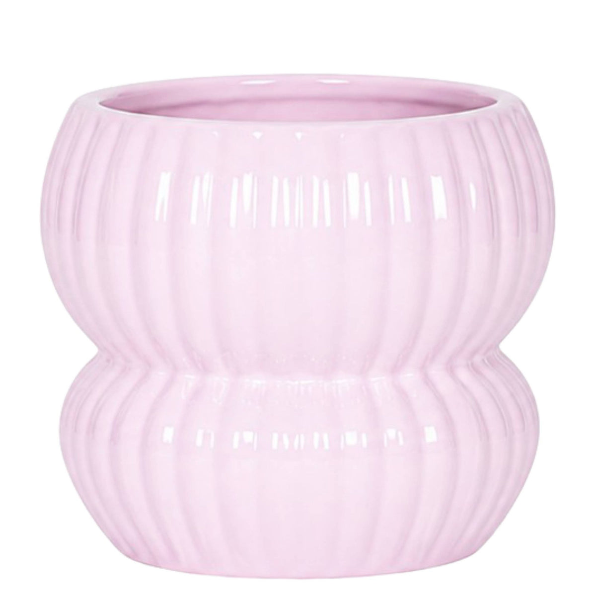 Cache-pot céramique nervuré arrondi - esprit romantique